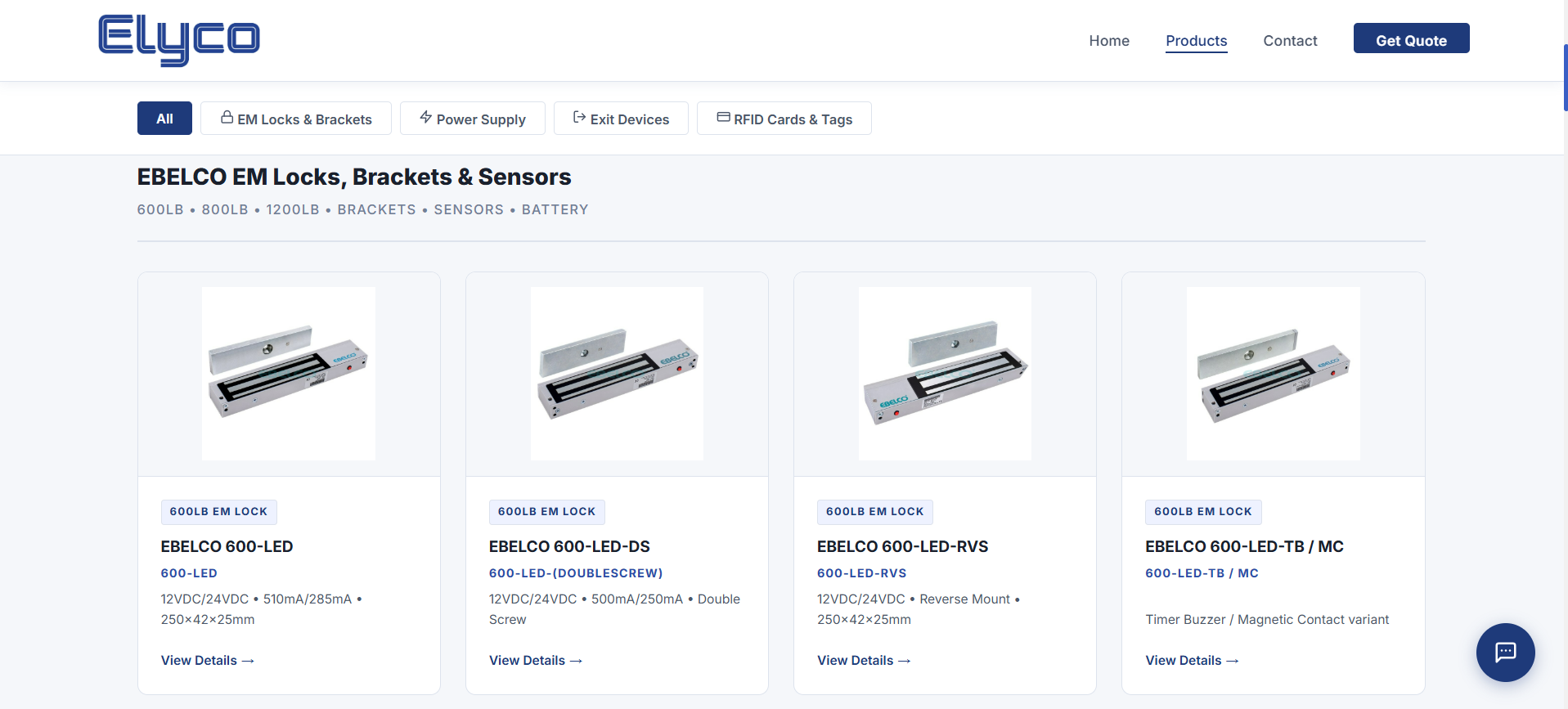 Elyco Website - Contact Page